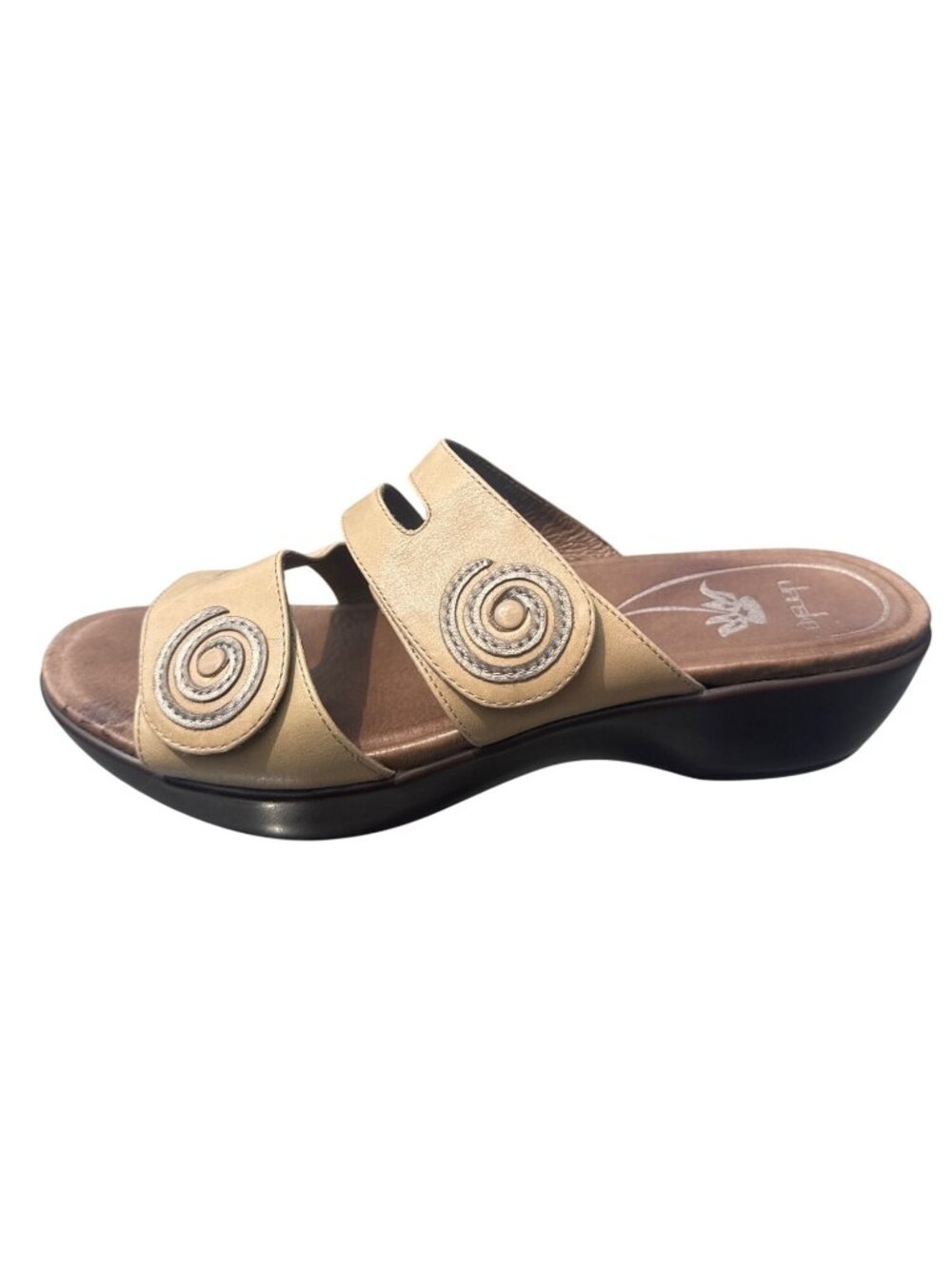 Dansko Donna EU 42 US 11.5-12 Beige Leather Comfort Sandals Adjustable Slides